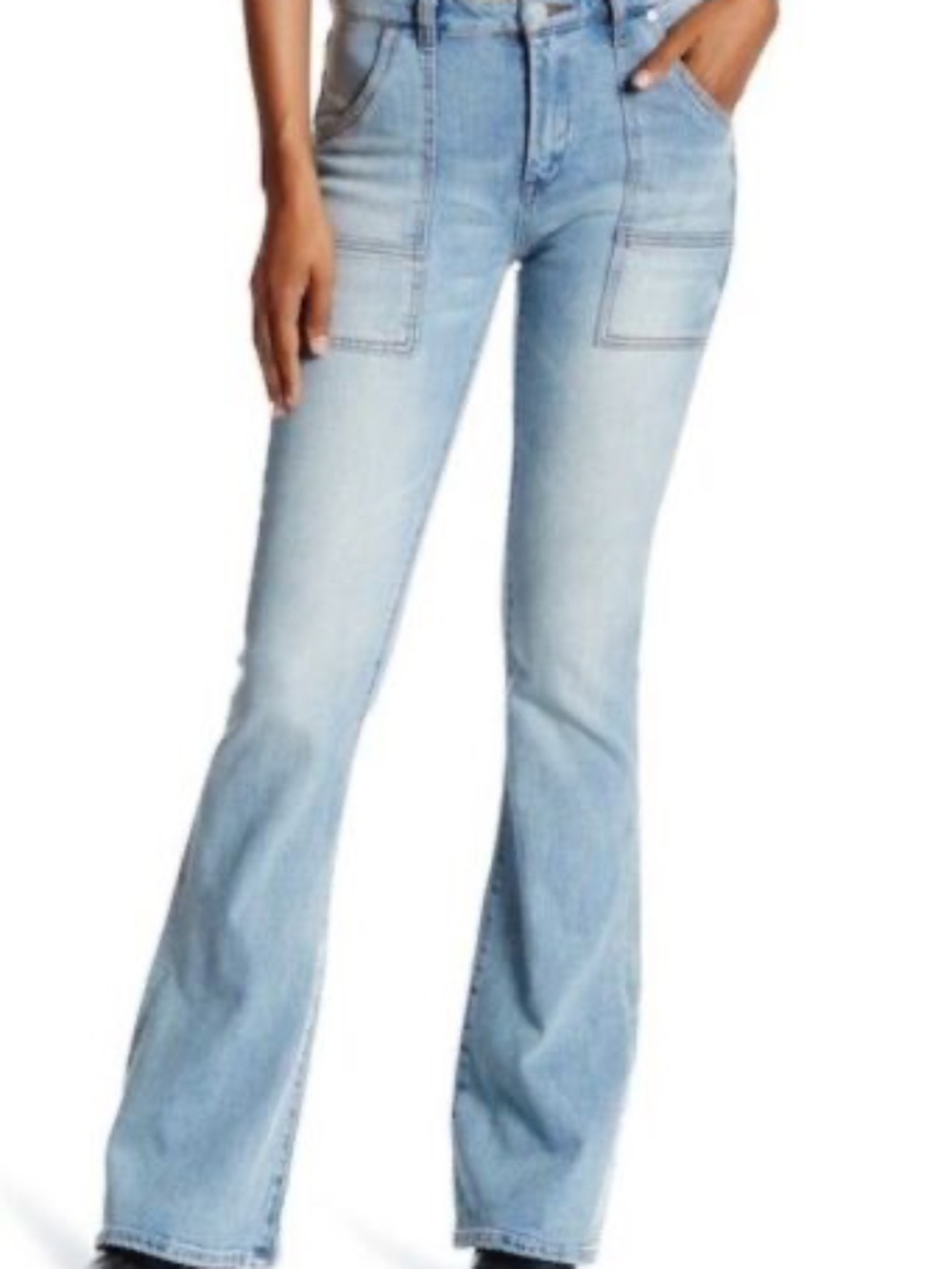 BLANKNYC Cosmic High Flare Light Wash Denim Jeans 28